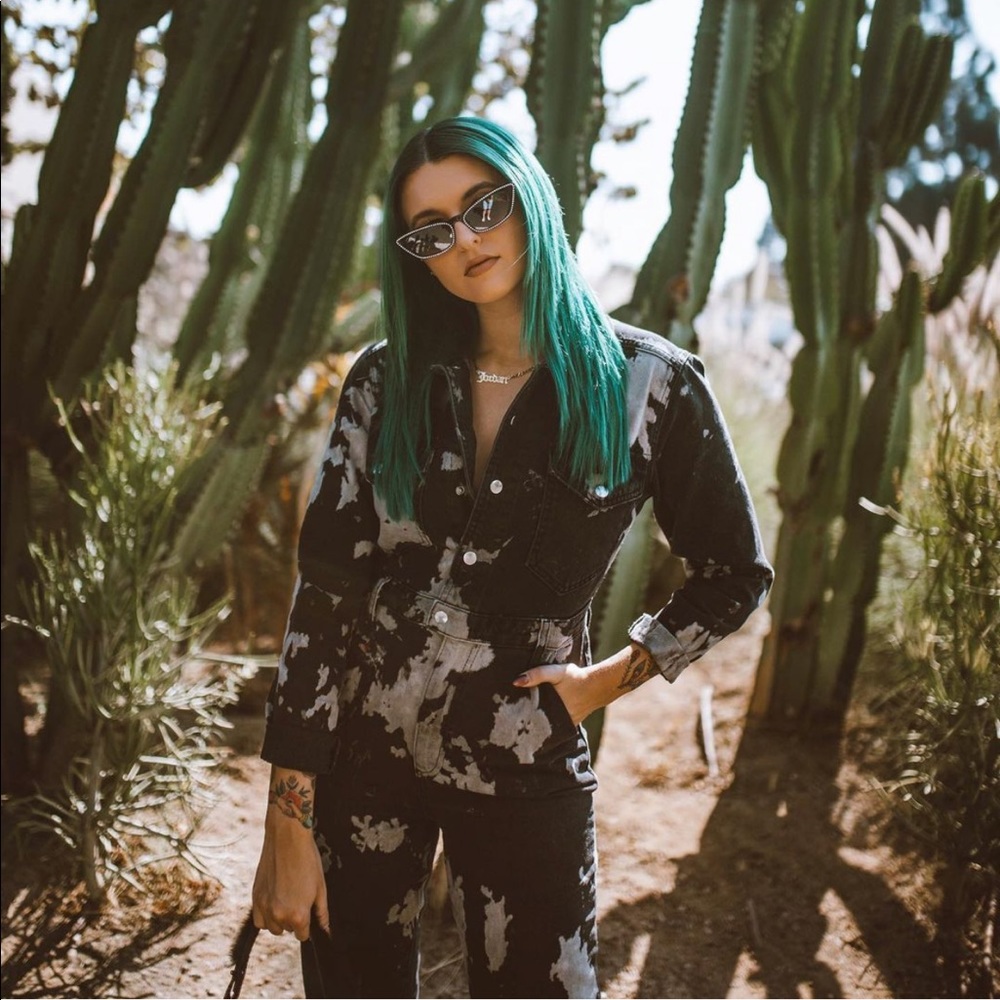 NastyGal tie dye denim jumpsuit